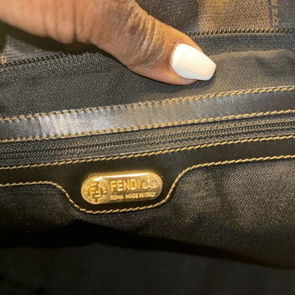 Fendi, Pequin Stripes PVC Handbag Tote 10in x 9in x 7.5in GUC - Picture 7 of 12